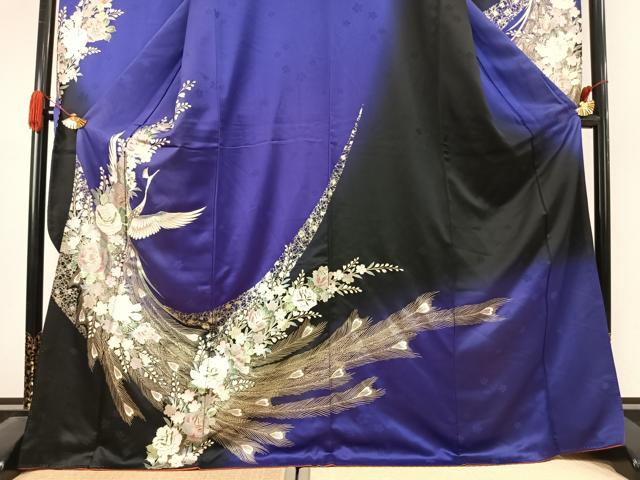 平和屋着物●豪華振袖 螺鈿 花鳥文 暈し染め 金銀彩 正絹 逸品 AABK1372fy