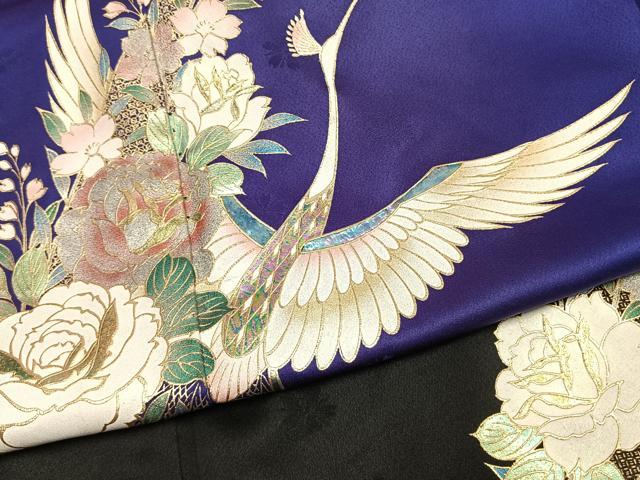 平和屋着物●豪華振袖 螺鈿 花鳥文 暈し染め 金銀彩 正絹 逸品 AABK1372fy