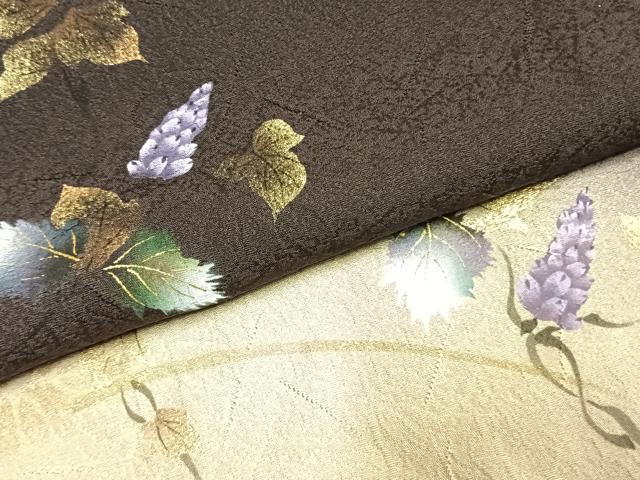 平和屋着物●訪問着 葡萄蔦の葉文 暈し染め 金銀彩 正絹 逸品 AABK1376fy