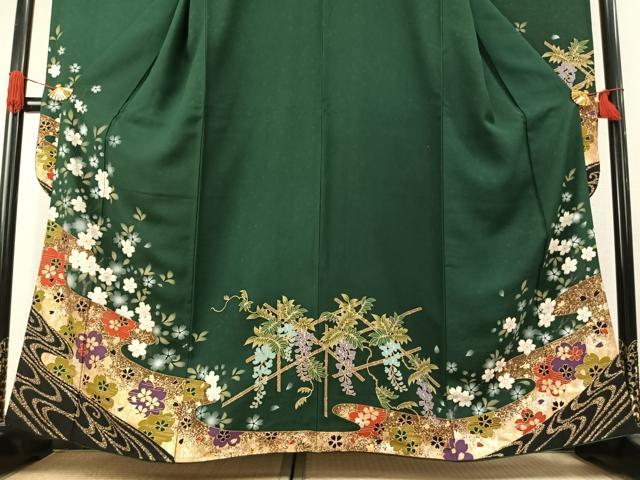 平和屋着物●豪華振袖 舞桜文 暈し染め 金銀彩 やまと誂製 正絹 逸品 AABK1381fy