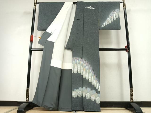 平和屋着物●訪問着 作家物 樹林文 暈し染め 金銀糸 金銀彩 正絹 逸品 AABK1384fy