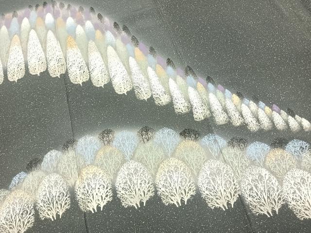 平和屋着物●訪問着 作家物 樹林文 暈し染め 金銀糸 金銀彩 正絹 逸品 AABK1384fy