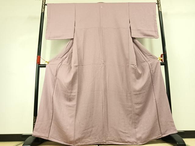 平和屋着物●上質な色無地 舞花地紋 薄柿色 正絹 逸品 AABK1385fy