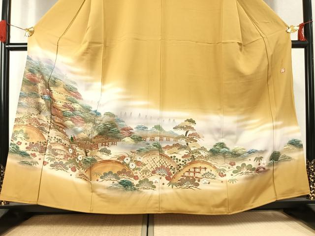 平和屋着物●豪華色留袖 作家物 松竹梅 風景文 暈し染め 金彩 正絹 逸品 AABK1386fy