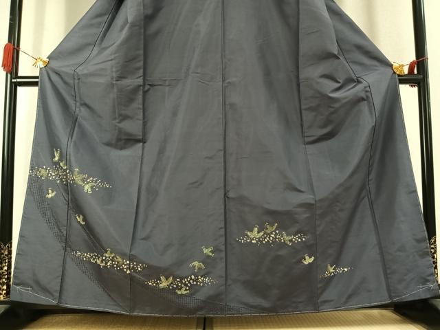 平和屋着物●訪問着 中国三大刺繍 汕頭刺繍 スワトウ刺繍 総刺繍 紬地 松 正絹 逸品 未使用 AABK1391fy