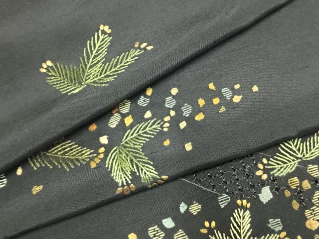 平和屋着物●訪問着 中国三大刺繍 汕頭刺繍 スワトウ刺繍 総刺繍 紬地 松 正絹 逸品 未使用 AABK1391fy