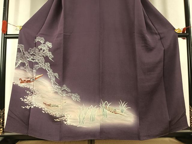 平和屋着物●訪問着 刺繍 舟 枝松文 暈し染め 鬼しぼ縮緬 正絹 逸品 未使用 AABK1393fy