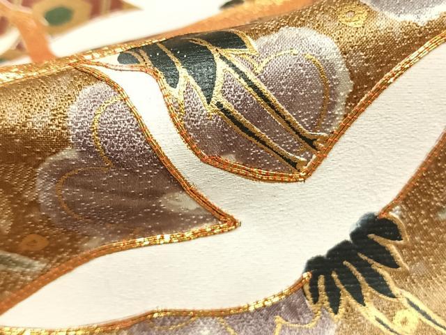 平和屋着物●豪華振袖 駒刺繍 地紙花鳥文 暈し染め 金彩 正絹 逸品 AABK1396fy