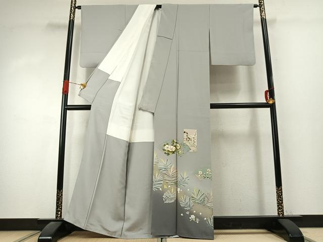 平和屋着物●豪華色留袖 駒刺繍 地紙花文 暈し染め 金彩 正絹 逸品 AABK1406fy