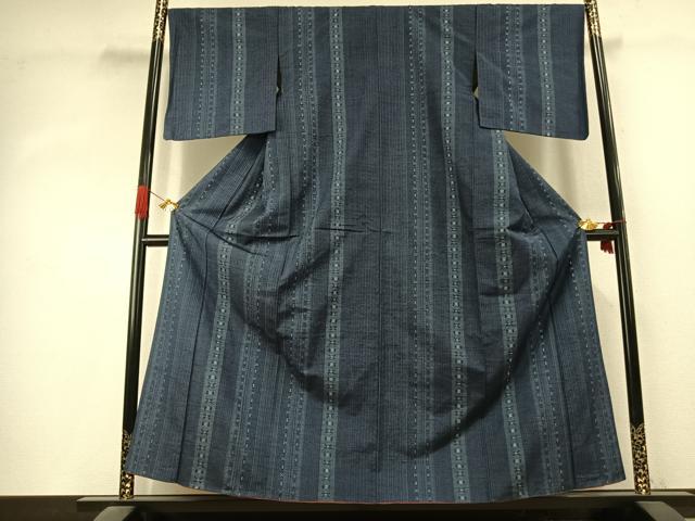 平和屋着物●上質な紬 花織 間道 正絹 逸品 AABK1417fy