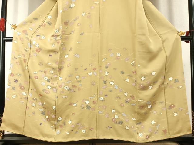 平和屋着物●訪問着 駒刺繍 草花文 金彩 正絹 逸品 AABK1419fy