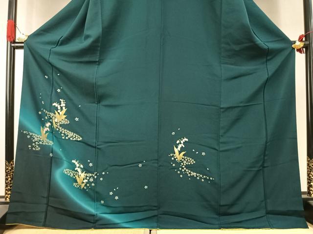 平和屋着物●訪問着 草花文 暈し染め やまと誂製 ロング丈 正絹 逸品 AABK1420fy