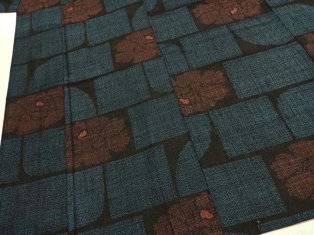平和屋着物●結城紬 80亀甲 市松花文 正絹 逸品 AABK1421fy