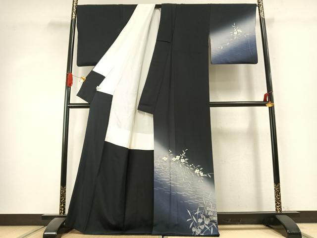 平和屋着物●訪問着 枝花文 暈し染め 正絹 逸品 AABK1425fy