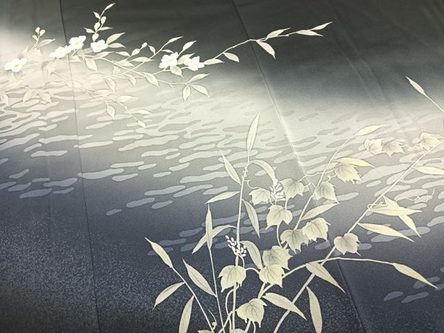平和屋着物●訪問着 枝花文 暈し染め 正絹 逸品 AABK1425fy