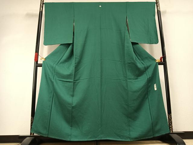 平和屋着物●本加賀友禅作家 毎田仁郎監修 色無地 草花地紋 花緑青色 正絹 逸品 AABK1428fy