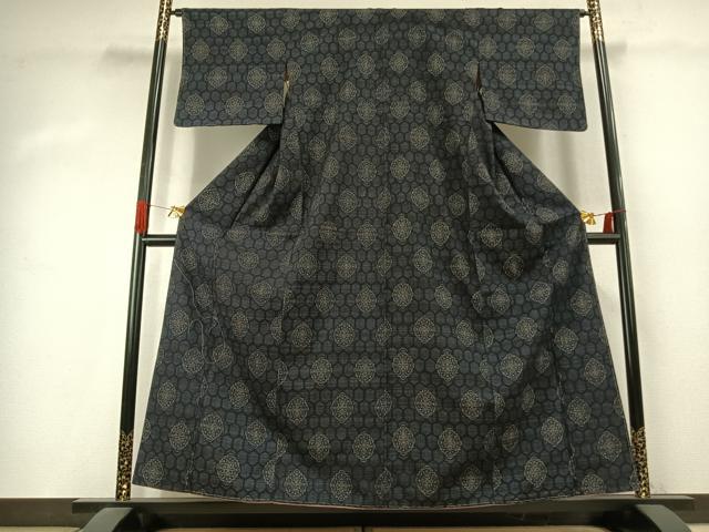 平和屋着物●結城紬 80亀甲 吉祥花文 正絹 逸品 AABK1429fy