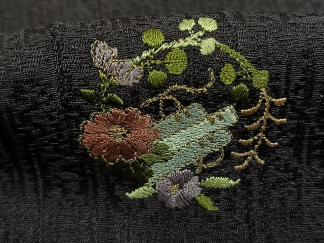 平和屋着物●訪問着 総刺繍 草花文 金糸 正絹 逸品 AABK1430fy