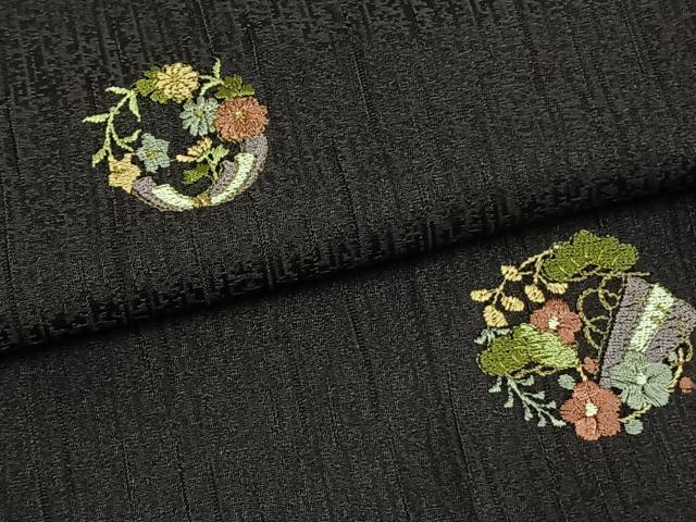 平和屋着物●訪問着 総刺繍 草花文 金糸 正絹 逸品 AABK1430fy