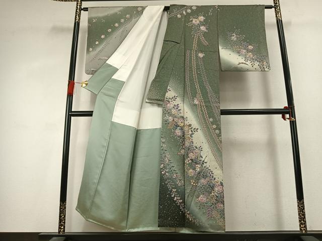 平和屋着物●訪問着 辻が花 絞り 暈し染め 金彩 正絹 逸品 AABK1435fy