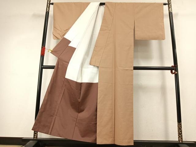 平和屋着物●上質な紬 色無地 飴色 正絹 逸品 AABK1436fy