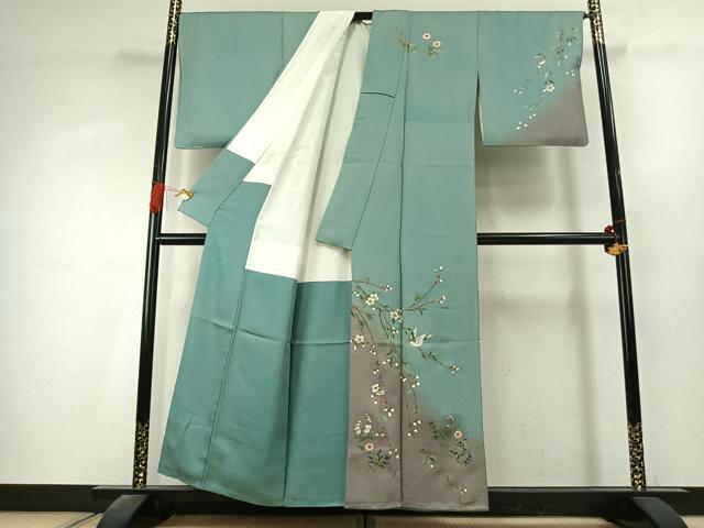 平和屋着物●訪問着 花鳥文 暈し染め 金彩 正絹 逸品 AABK1437fy