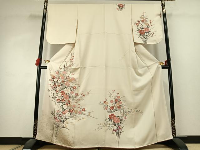 平和屋着物●訪問着 友禅 草花文 金銀彩 正絹 逸品 AABK1439fy
