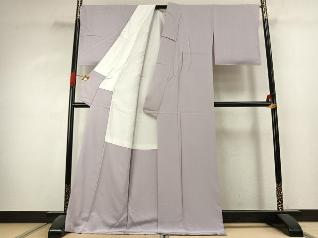 平和屋着物●上質な色無地 暁鼠色 ロング丈 正絹 逸品 未使用 AABK1448fy