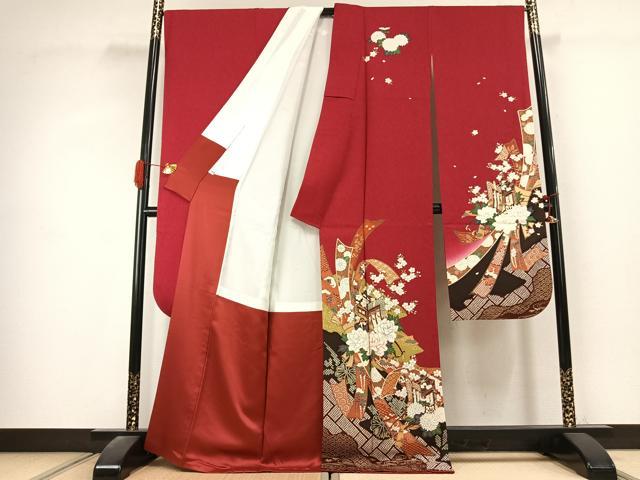 平和屋着物●豪華振袖 御所車花文 暈し染め 金彩 正絹 逸品 AABK1458fy