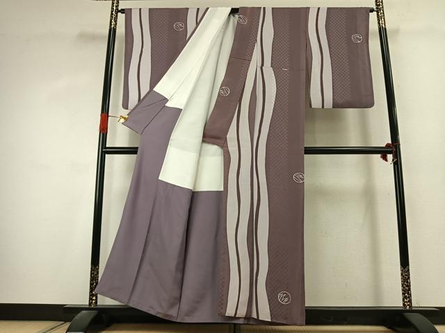 平和屋着物●上質な小紋 丸文 正絹 逸品 AABK1463fy