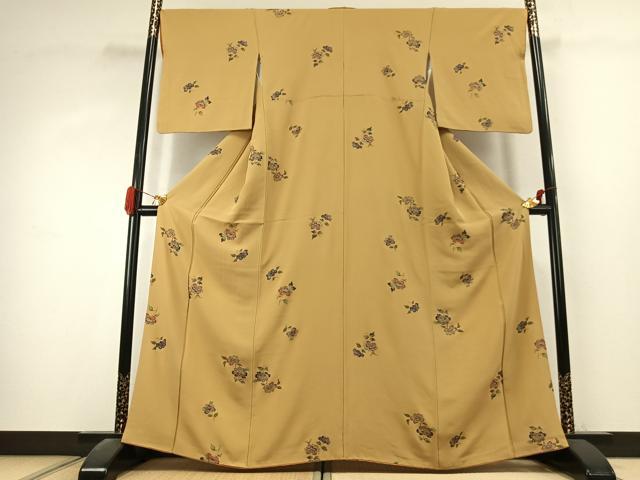 平和屋着物●上質な小紋 草花文 金彩 正絹 逸品 AABK1464fy