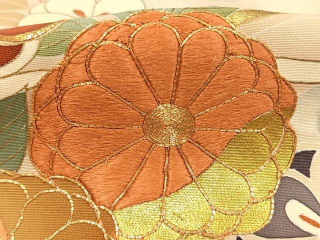 平和屋着物●創業460年・千總 色留袖 駒刺繍 草花文 暈し染め 金彩 大丸扱い 正絹 逸品 AABK1475fy