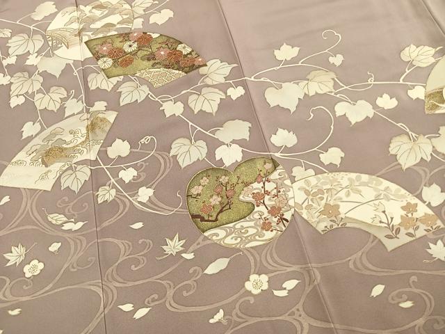 平和屋着物●豪華色留袖 駒刺繍 地紙花文 金彩 正絹 逸品 AABK1478fy