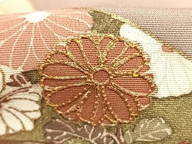 平和屋着物●豪華色留袖 駒刺繍 地紙花文 金彩 正絹 逸品 AABK1478fy