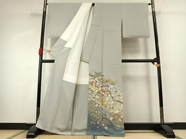 平和屋着物●豪華色留袖 友禅 松竹梅 風景文 暈し染め 金彩 正絹 逸品 未使用 AABK1479fy