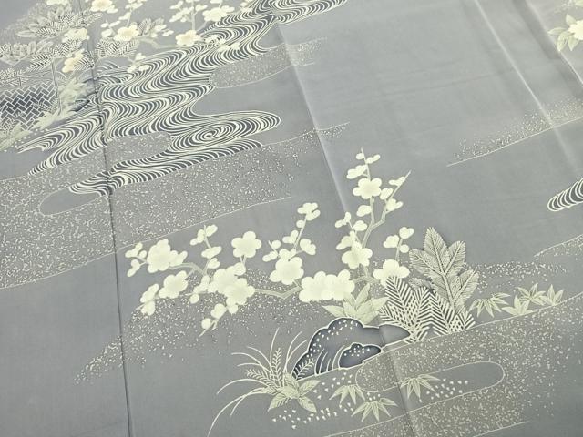 平和屋着物●訪問着 刺繍 松竹梅 金糸 金彩 正絹 逸品 AABK1493fy