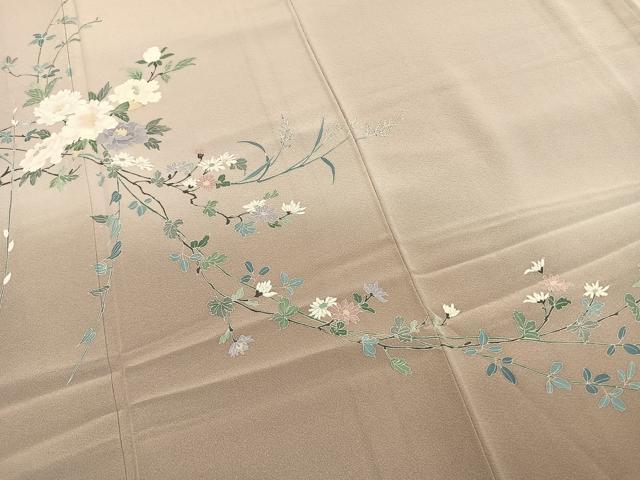 平和屋着物●訪問着 友禅 枝花文 暈し染め ロング丈 正絹 逸品 AABK1496fy