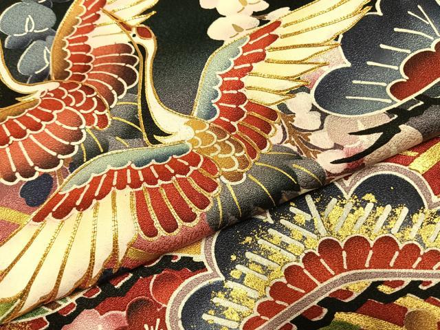 平和屋着物●豪華振袖 駒刺繍 花鳥文 暈し染め 金彩 正絹 逸品 AABK1498fy