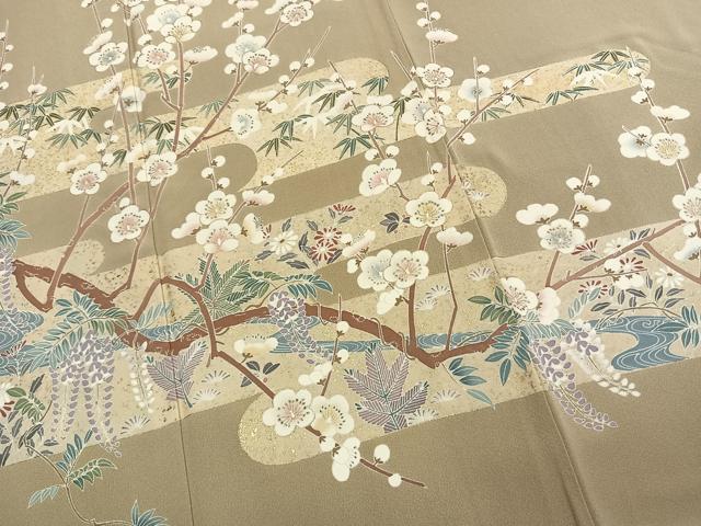 平和屋着物●訪問着 作家物 枝梅文 金彩 正絹 逸品 AABK1504fy