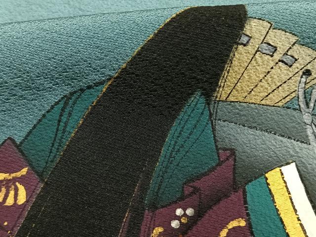 平和屋着物●訪問着 作家物 人物地紙花文 暈し染め 金彩 正絹 逸品 未使用 AABK1518fy