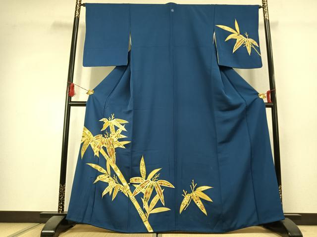 平和屋着物●訪問着 刺繍 笹竹文 金糸 金彩 正絹 逸品 AABK1519fy