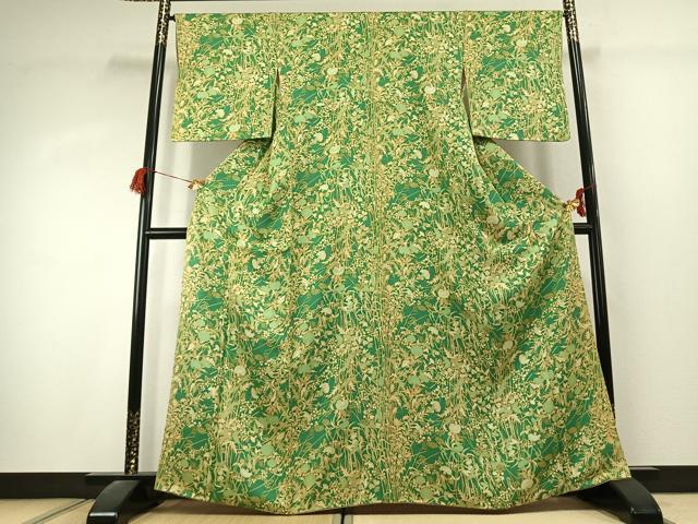 平和屋着物●上質な小紋 草花文 正絹 逸品 AABK1521fy