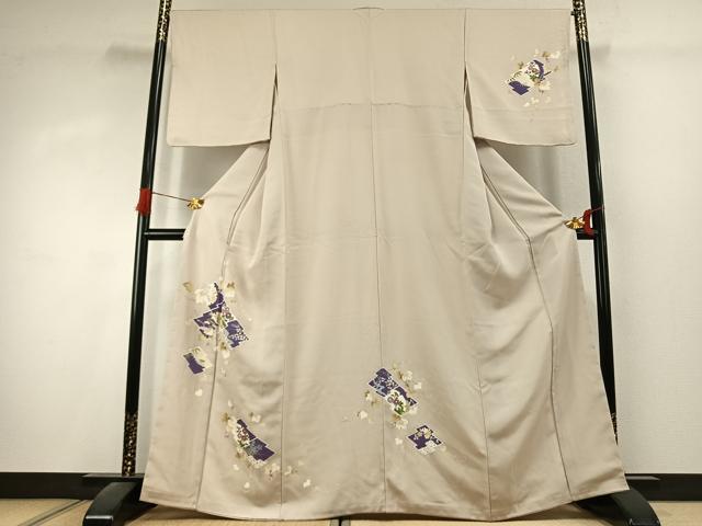 平和屋着物●訪問着 草花文 金彩 正絹 逸品 AABK1529fy