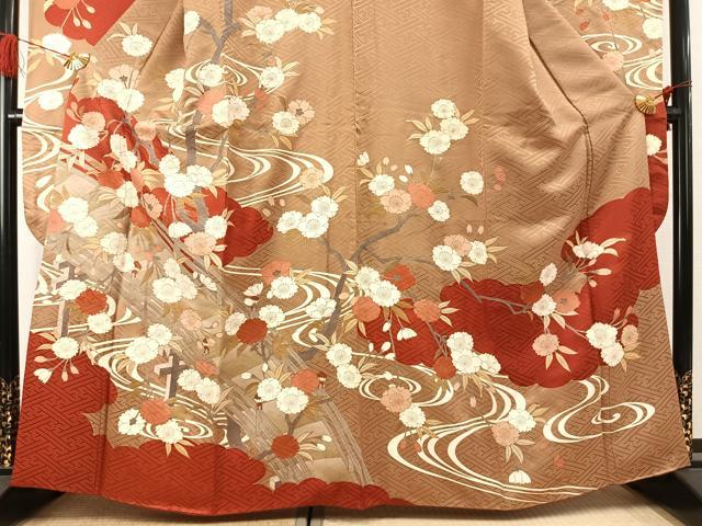 平和屋着物●豪華振袖 枝花文 金彩 正絹 逸品 AABK1532fy