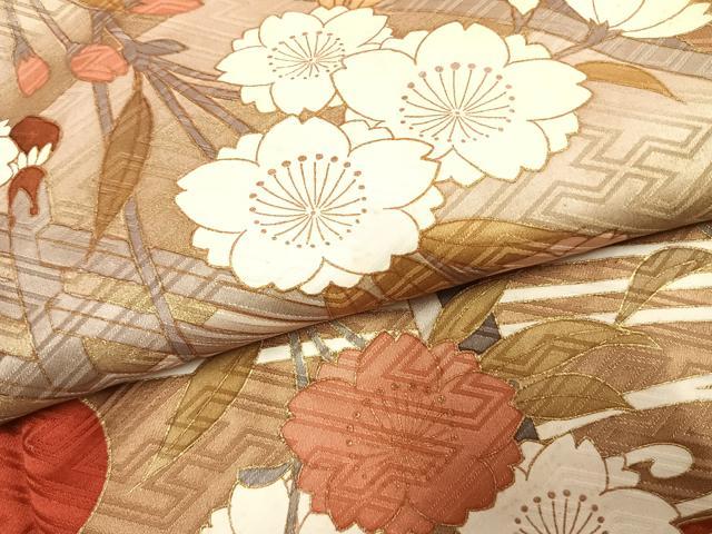 平和屋着物●豪華振袖 枝花文 金彩 正絹 逸品 AABK1532fy