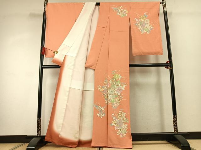 平和屋着物●訪問着 草花文 金彩 正絹 逸品 AABK1533fy