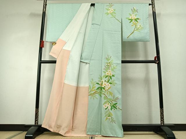 平和屋着物●訪問着 草花文 金彩 正絹 逸品 AABK1534fy