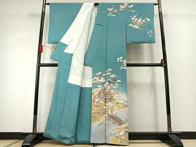 平和屋着物●訪問着 友禅 松竹梅 風景文 風花抄 暈し染め 正絹 逸品 AABK1535fy