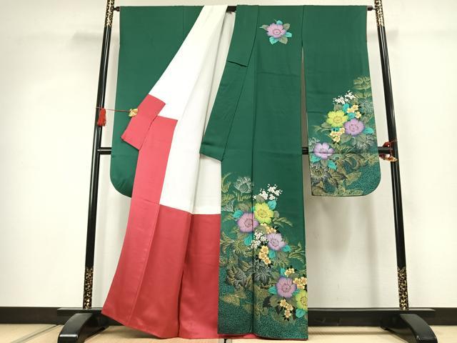 平和屋着物●豪華振袖 草花文 正絹 逸品 AABK1542fy