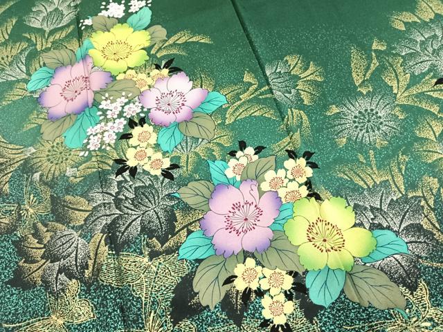 平和屋着物●豪華振袖 草花文 正絹 逸品 AABK1542fy